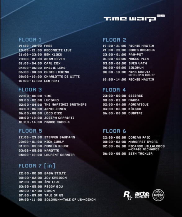 Timetable Time Warp Mannheim, 2019