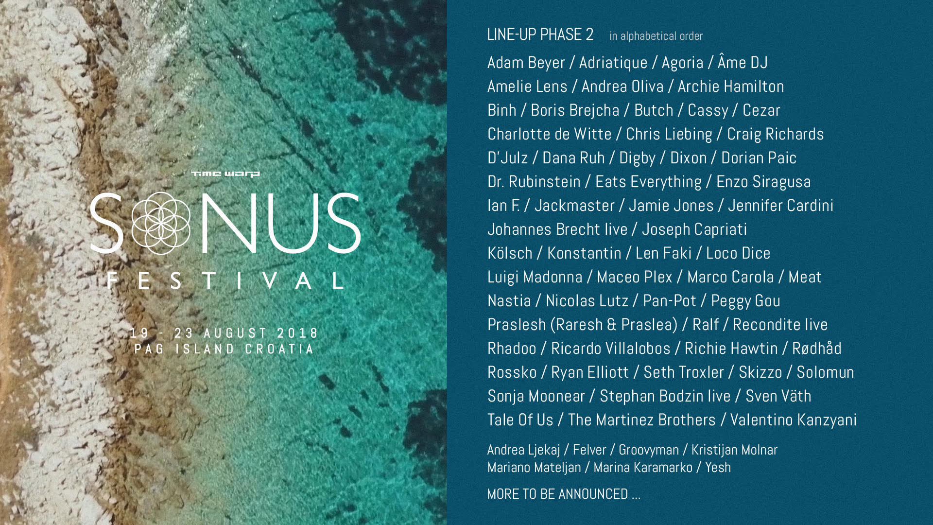 Lineup / Running Order Sonus Festival August 2018, Zadar (Croatia)